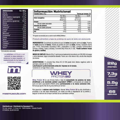 Whey Protein80 - 2 Kg - Fresa - Aumenta La Masa Muscular - Masmusculo_4