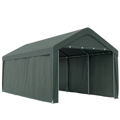 Outsunny Carpa Garaje 3x6 M Impermeable Con Paredes Laterales Desmontables Gris_0
