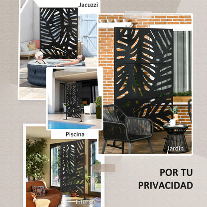 Outsunny Biombo Separador De Ambientes De 3 Paneles 122x198 Cm Negro_5