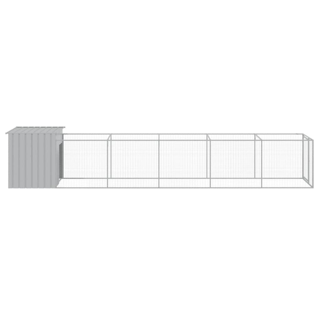 Vidaxl Caseta Perros Corral Acero Galvanizado Gris Claro 110x609x110cm_3