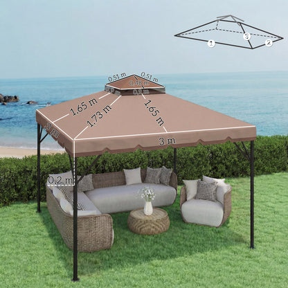 Outsunny Techo De Repuesto Para Cenador 3x3 M Techo Doble Upf 30+ Caqui_2