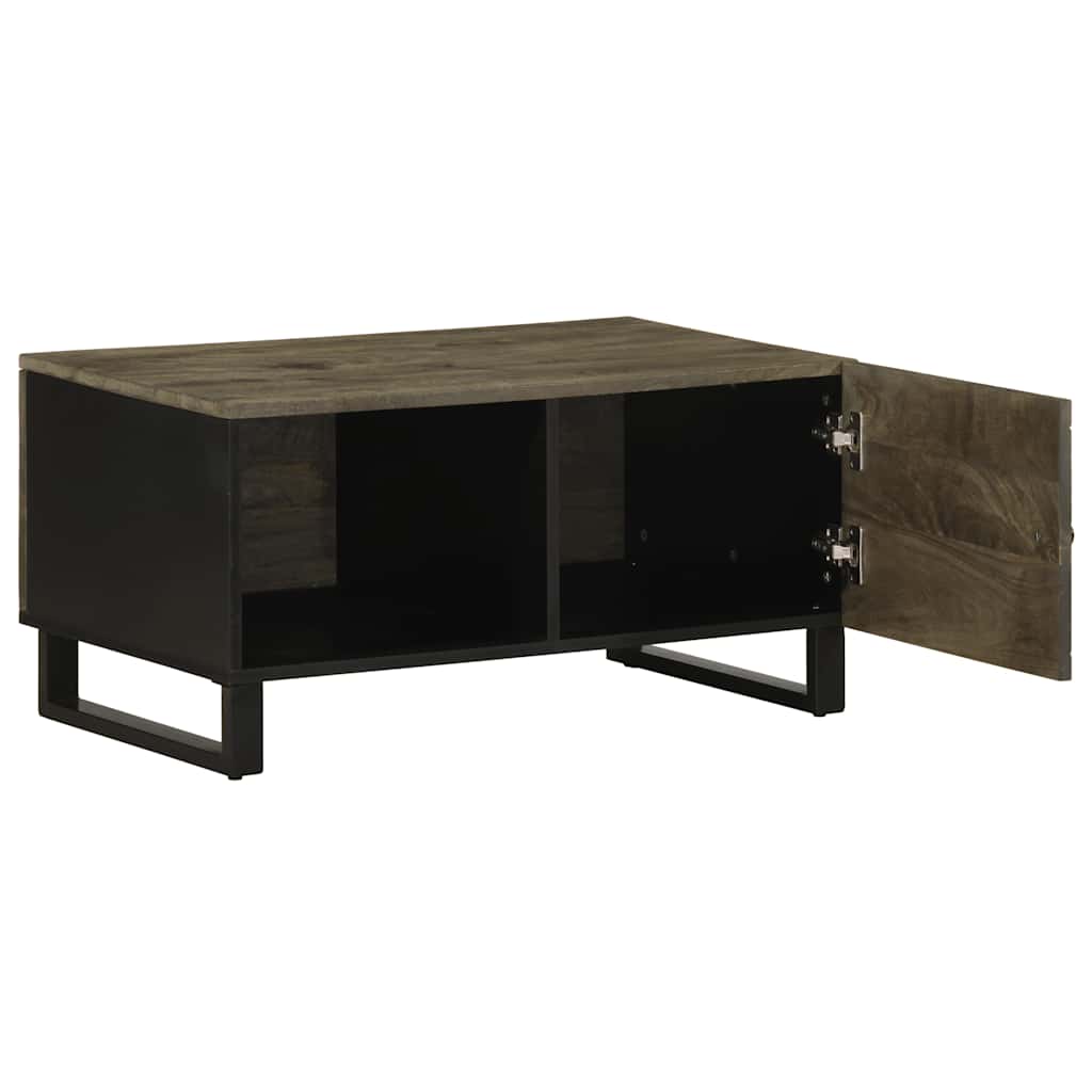 Mesa De Centro Madera Maciza De Mango Negra 80x50x40 Cm_0