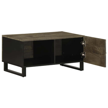 Mesa De Centro Madera Maciza De Mango Negra 80x50x40 Cm_0