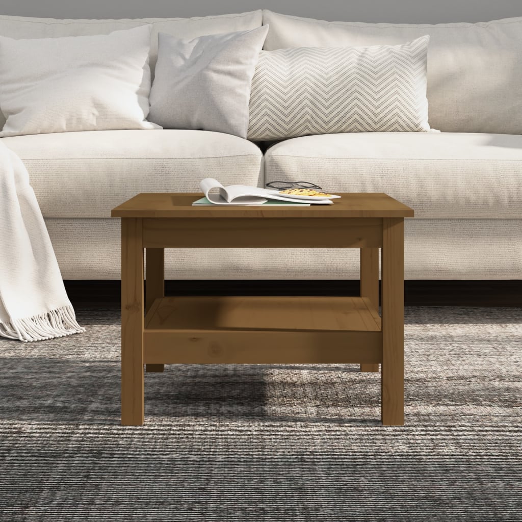 Mesa De Centro Madera Maciza De Pino Marrón Miel 55x55x40 Cm_2