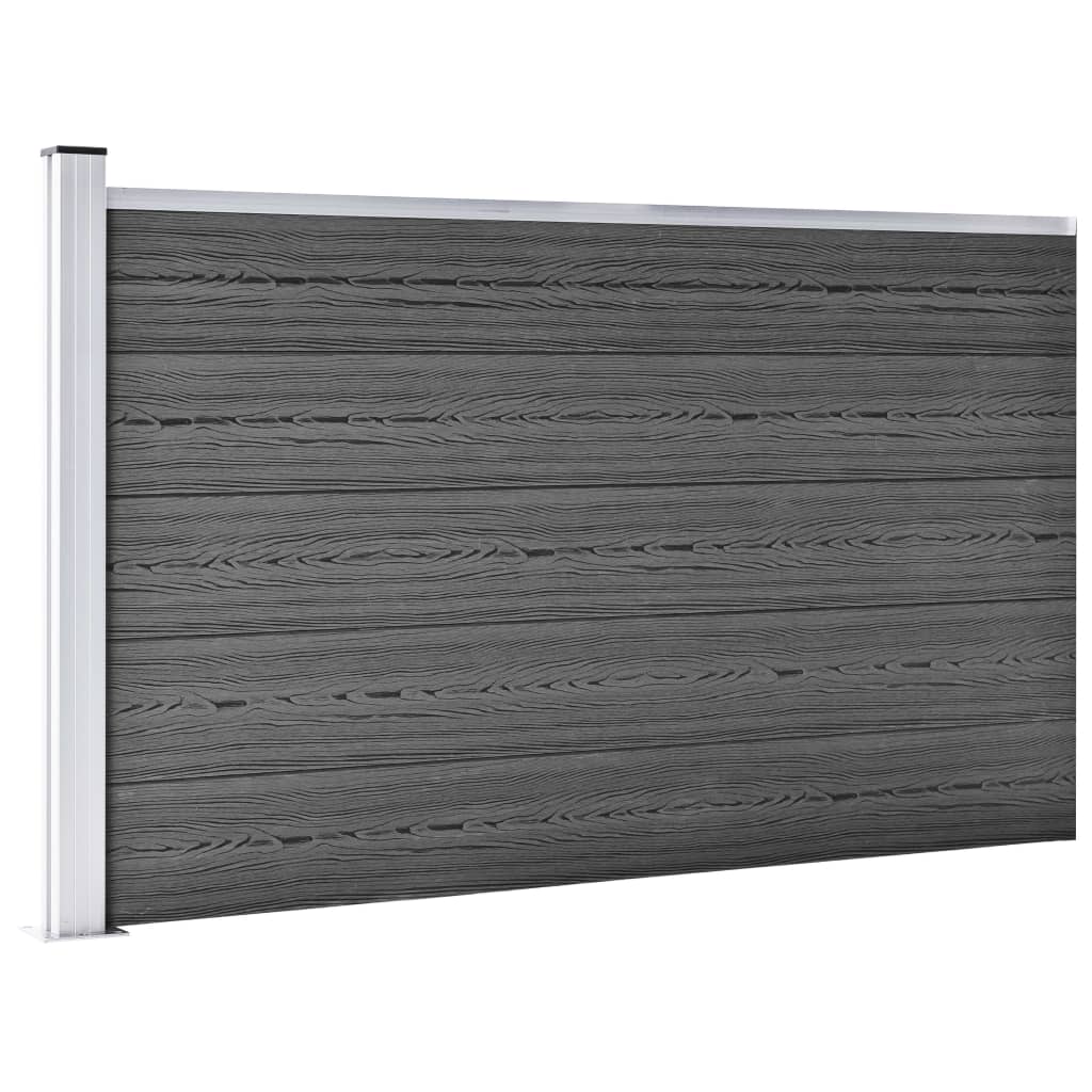 Set De Paneles De Valla Wpc Negro 526x105 Cm / Vetonek_3