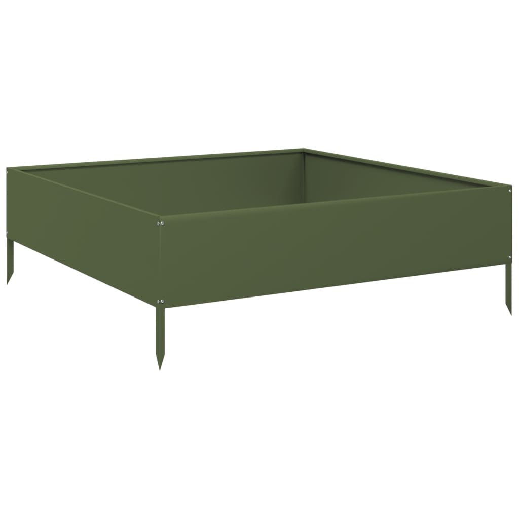 Arriate De Acero Verde Oliva 100x100x33,5 Cm_5
