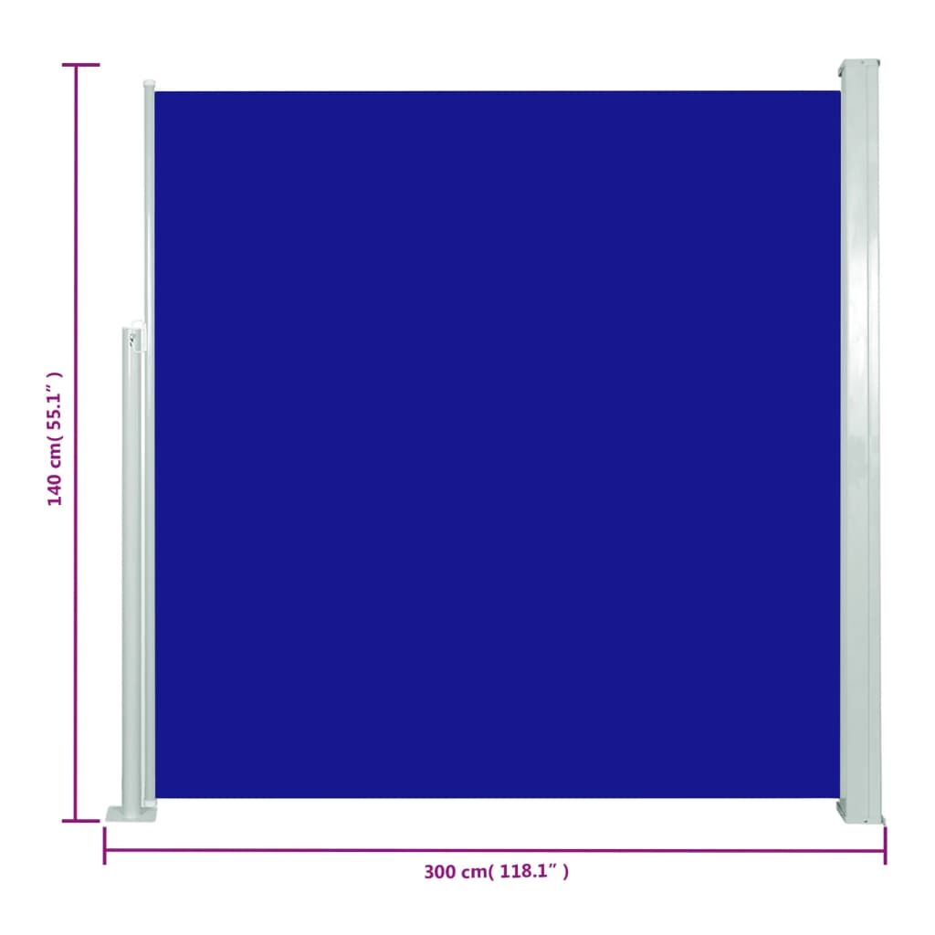 Vidaxl Toldo Lateral Retráctil De Jardín Azul 140x300 Cm_2