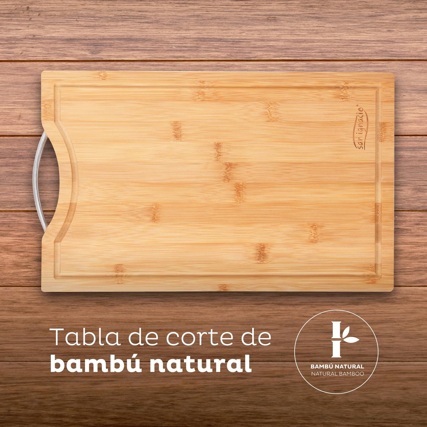 Set De 4 Cuchillos De Cocina Y Tabla De Cortar De Bambú San Ignacio_2