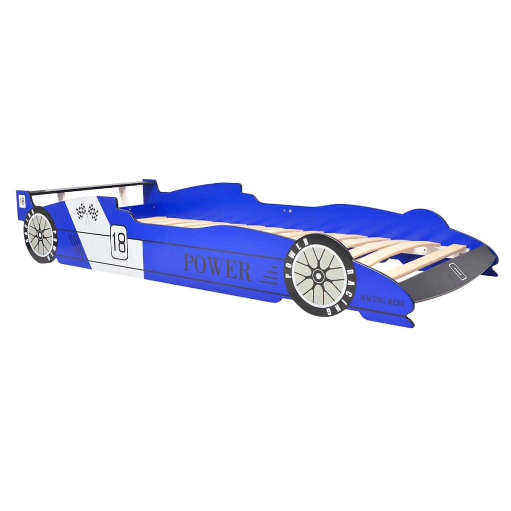 Cama Infantil Con Forma De Coche Carreras Y Led 90x200 Cm Azul / Vetonek_2