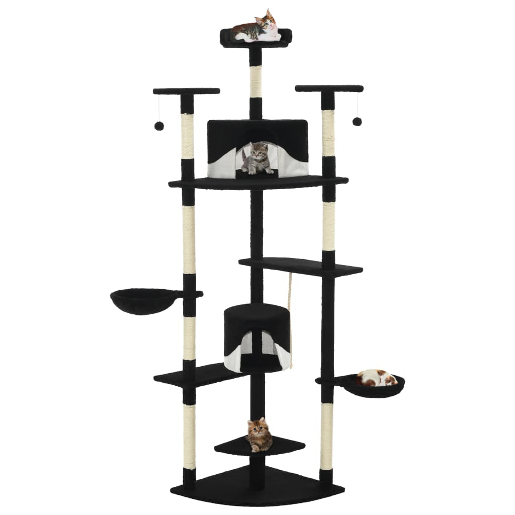 Vidaxl Rascador Para Gatos Con Poste De Sisal Negro Y Blanco 203 Cm_1