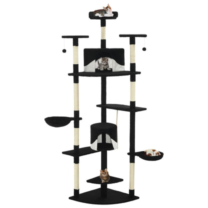 Vidaxl Rascador Para Gatos Con Poste De Sisal Negro Y Blanco 203 Cm_1