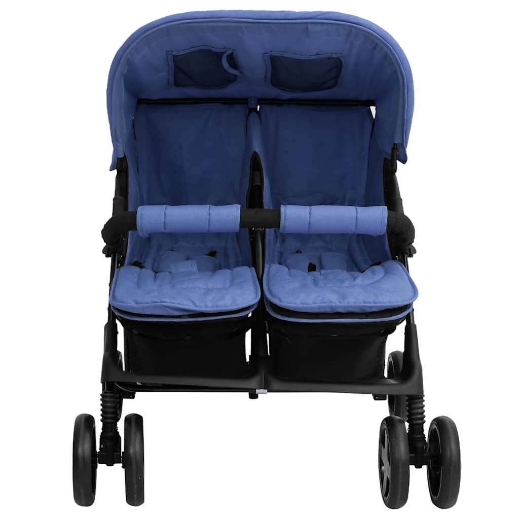 Vidaxl Carrito Para Gemelos De Acero Azul Marino_1