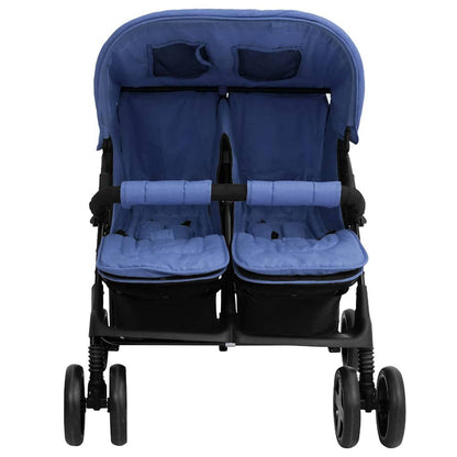Vidaxl Carrito Para Gemelos De Acero Azul Marino_1