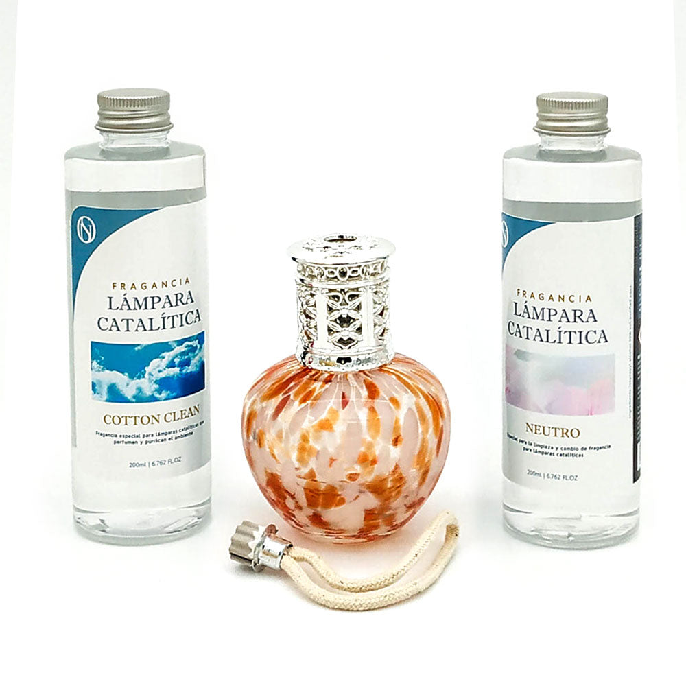Pack Ahorro Lámpara Catalítica Drops Orange + Fragancia Cotton Clean 500ml + Limpiador Neutro 200ml + Mecha Repuesto_0
