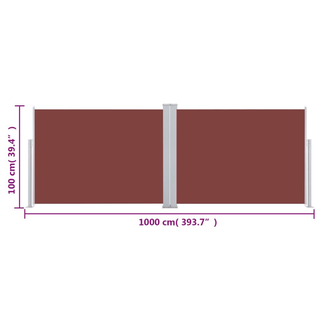 Vidaxl Toldo Lateral Retráctil Marrón 100x1000 Cm_2