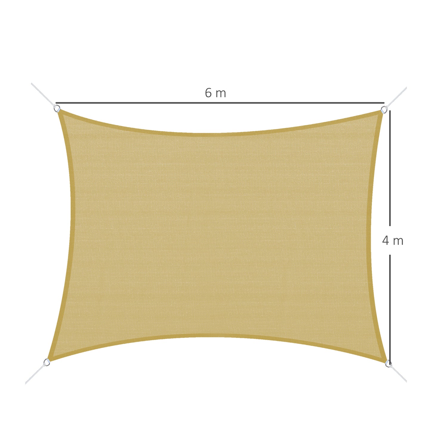 Outsunny Toldo Vela De Sombra Rectangular 6x4 M Protección Rayos Uv Beige_2