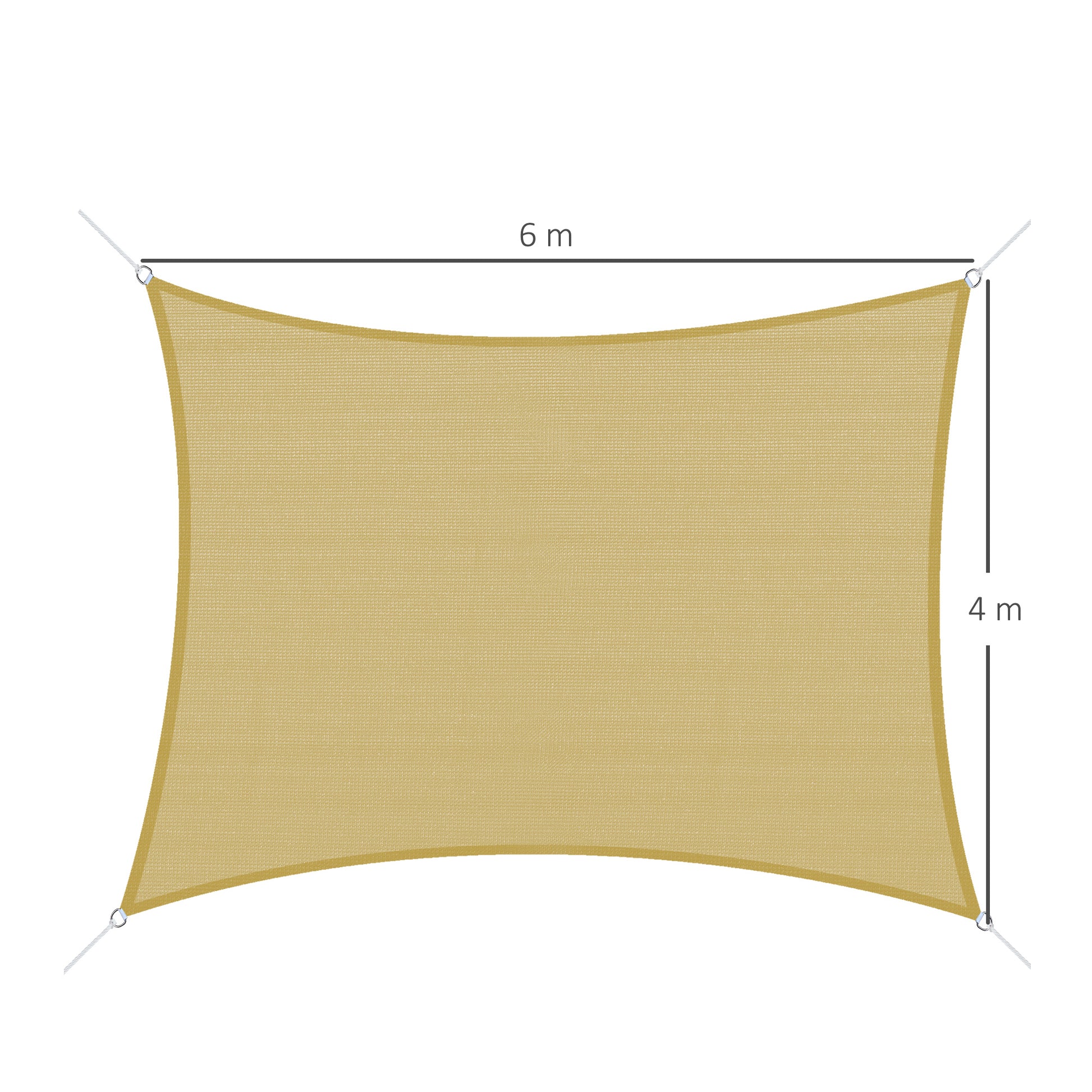 Outsunny Toldo Vela De Sombra Rectangular 6x4 M Protección Rayos Uv Beige_2
