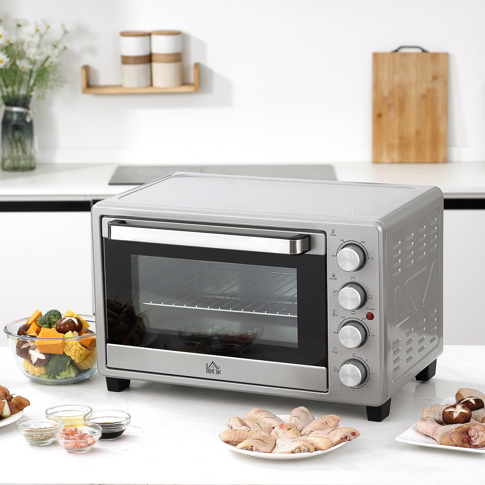 Homcom Mini Horno Eléctrico 32l 1600w 52,2x38,1x33,5 Cm Plata_1