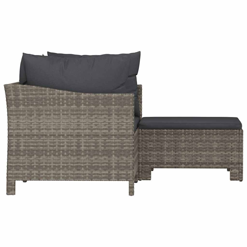 Vidaxl Set De Muebles De Jardín 3 Pzas Y Cojines Ratán Sintético Gris_4