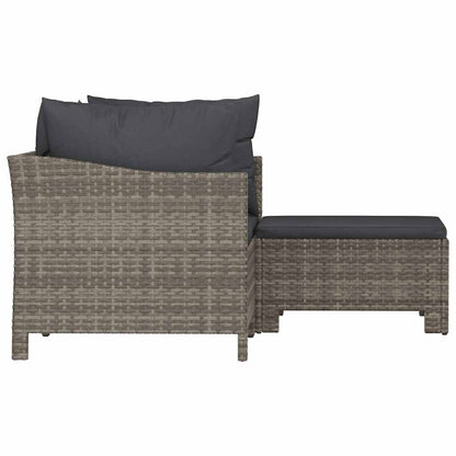 Vidaxl Set De Muebles De Jardín 3 Pzas Y Cojines Ratán Sintético Gris_4