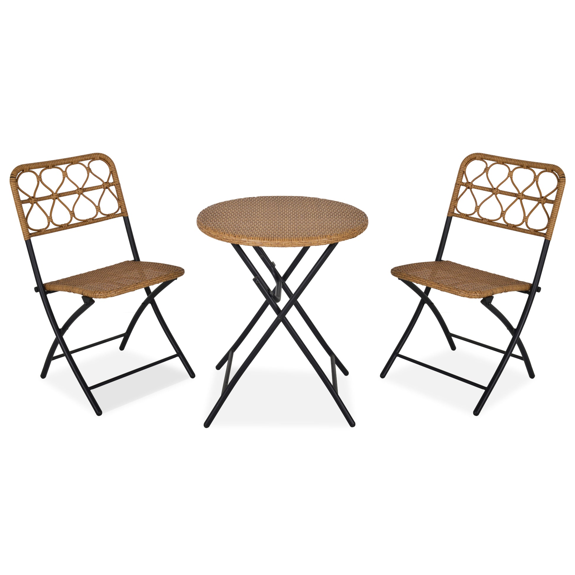 Outsunny Conjunto De Mesa Y 2 Sillas Plegables Ratán Para Jardín Exterior Acero_0