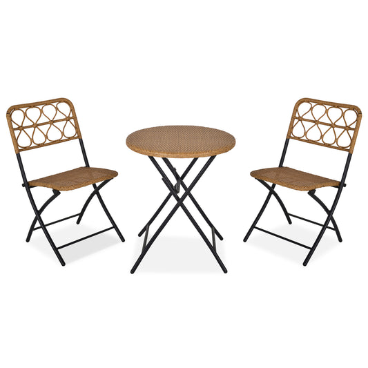 Outsunny Conjunto De Mesa Y 2 Sillas Plegables Ratán Para Jardín Exterior Acero_0