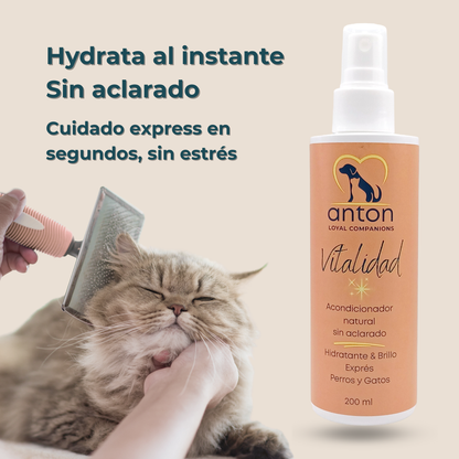 Acondicionador Sin Aclarado Para Perros Y Gatos “vitalidad” – Pack Ahorro – 3x200 Ml