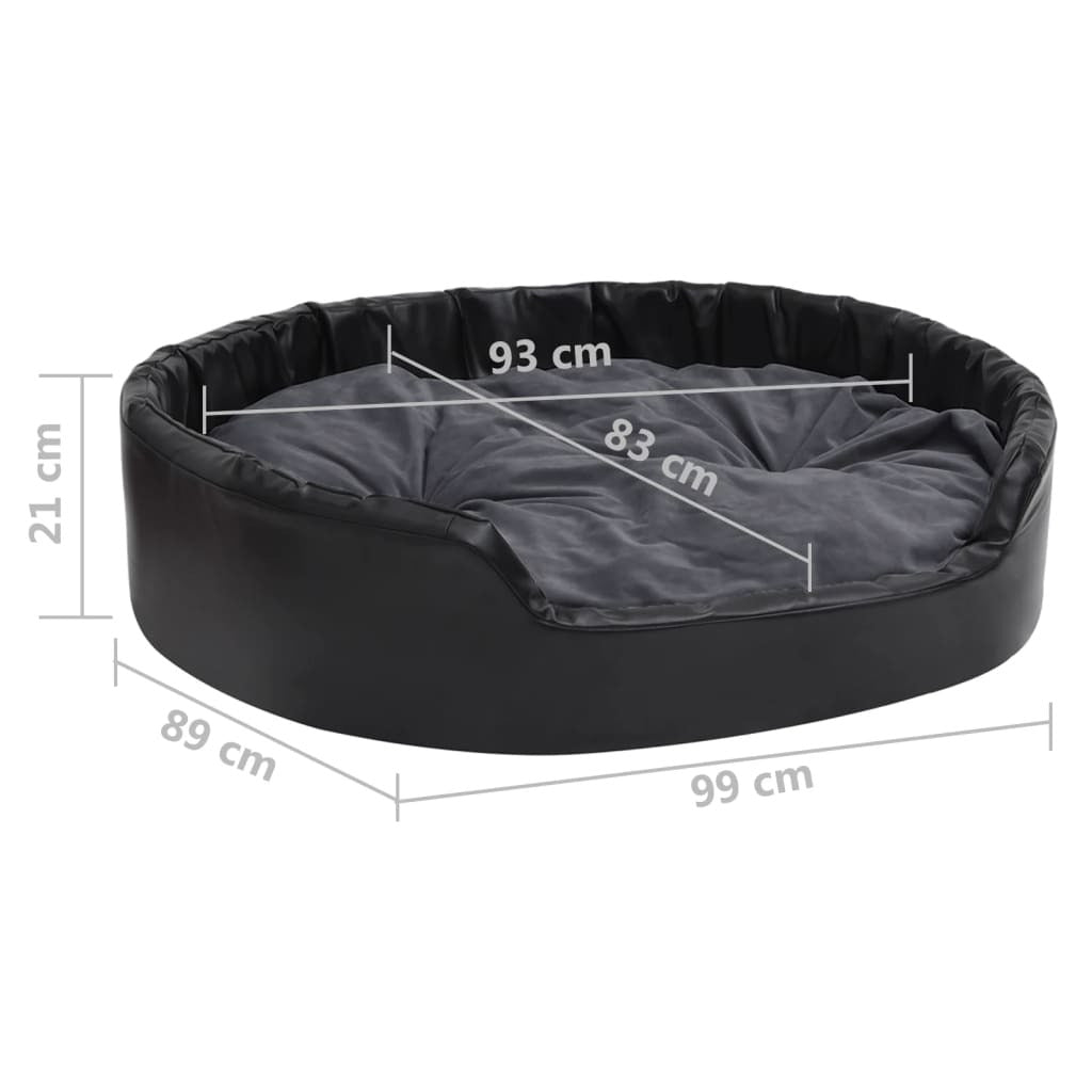 Vidaxl Cama De Perros Felpa Y Cuero Sintético Gris Oscuro 99x89x21 Cm_2