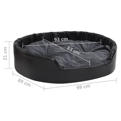 Vidaxl Cama De Perros Felpa Y Cuero Sintético Gris Oscuro 99x89x21 Cm_2