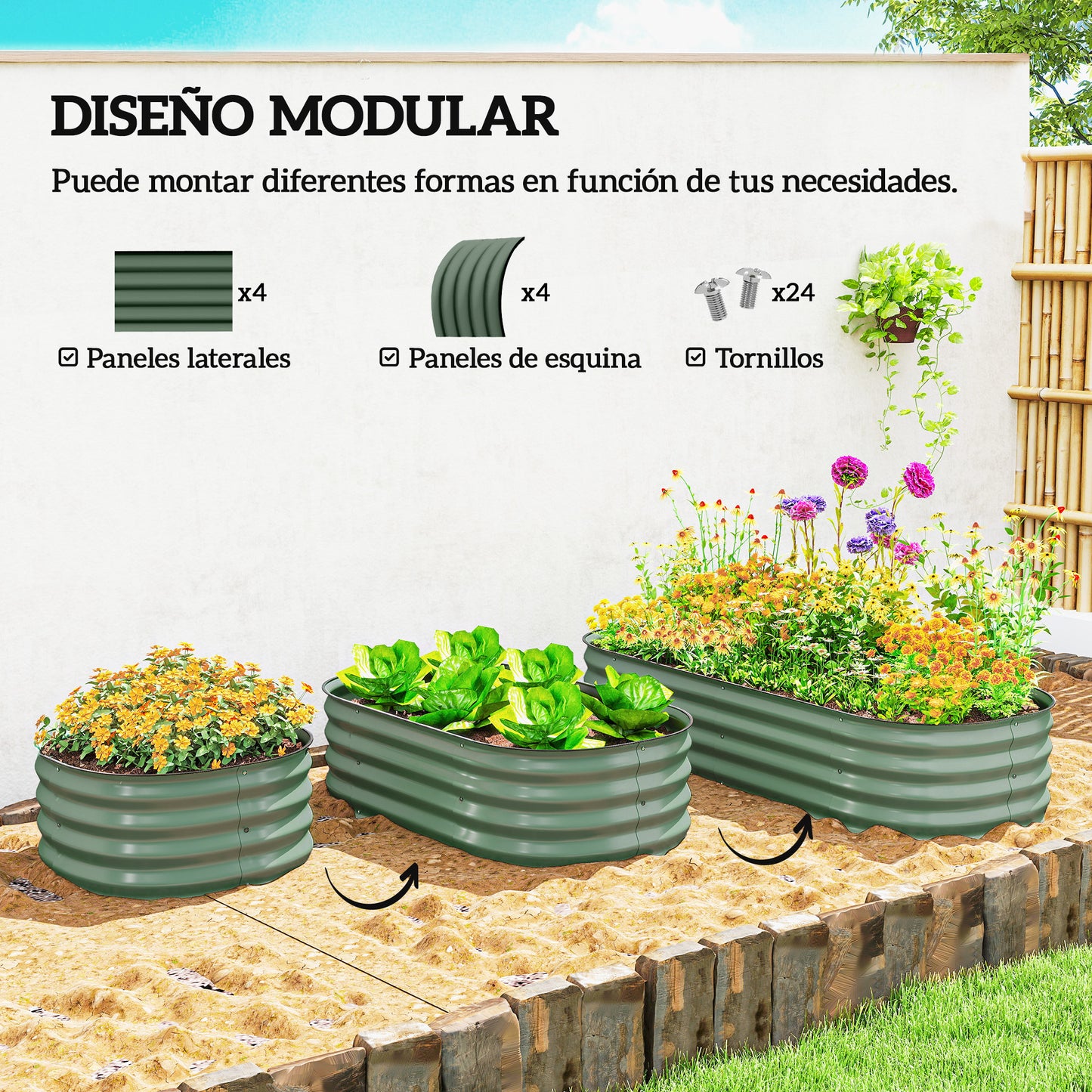 Outsunny Jardinera Exterior Grande De Acero Galvanizado_3