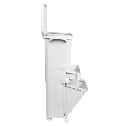 Papelera De Reciclaje Selectiva Con Pedal, Ruedas Y Asa 42l (24l + 4l + 14l) - Well Home