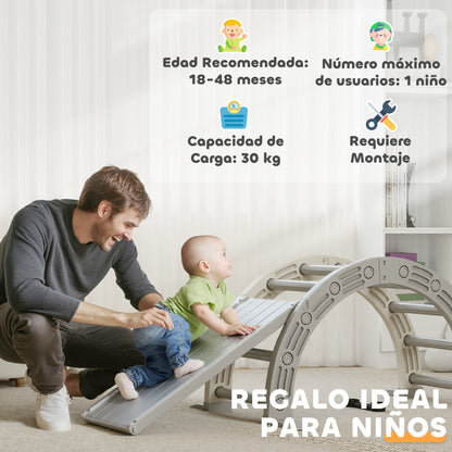 Aiyaplay Juguete De Escalada Para Niños 4 En 1 Con Rampa Escalador De Arco Gris_5