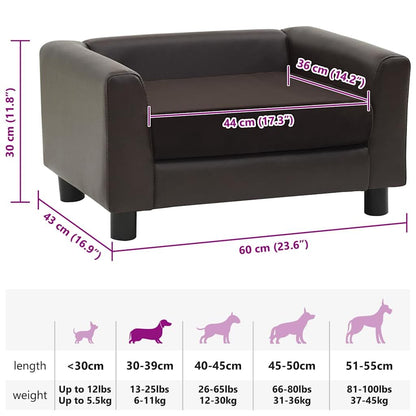 Vidaxl Sofá Para Perros Felpa Y Cuero Sintético Marrón 60x43x30 Cm_2