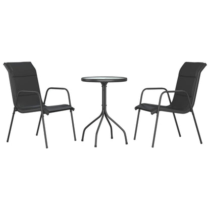 Vidaxl Juego De Comedor Para Jardín 3 Piezas Acero Negro_0