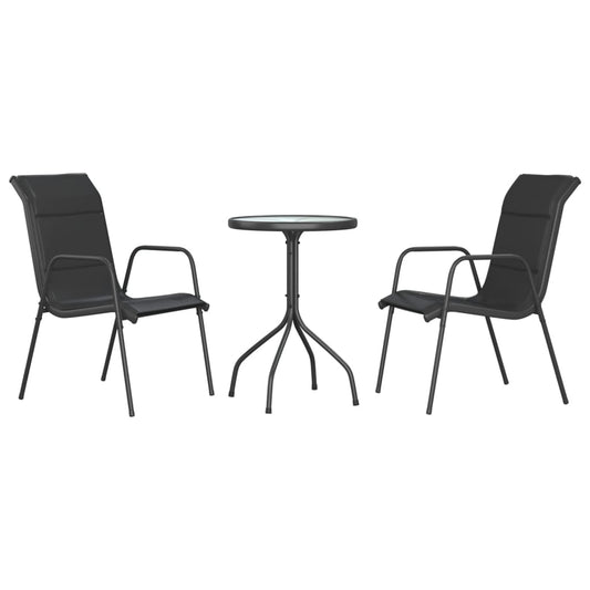 Vidaxl Juego De Comedor Para Jardín 3 Piezas Acero Negro_0