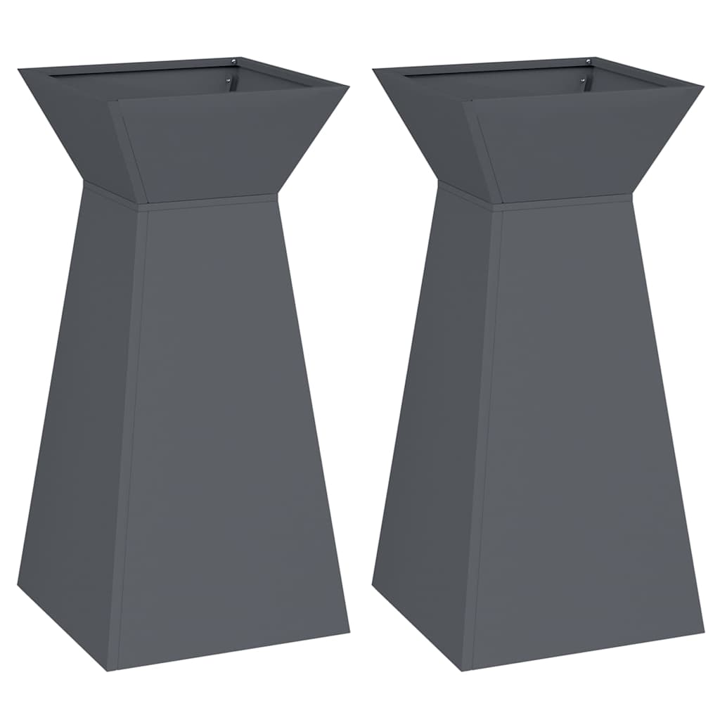 Maceta Pilar 2 Uds. Gris Antracita 35 X 35 X 73 Cm_0