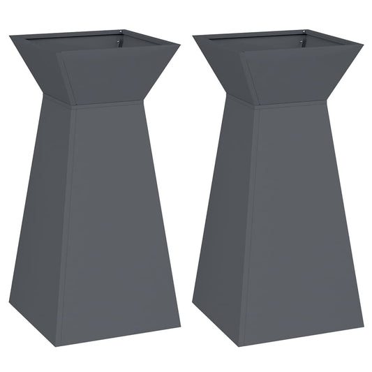 Maceta Pilar 2 Pcs Antracita 35 X 35 X 73 Cm_0