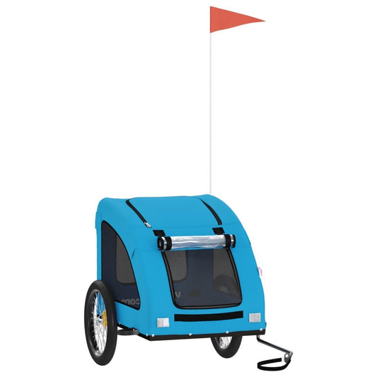 Vidaxl Remolque De Bicicleta Mascotas Hierro Tela Oxford Azul_0