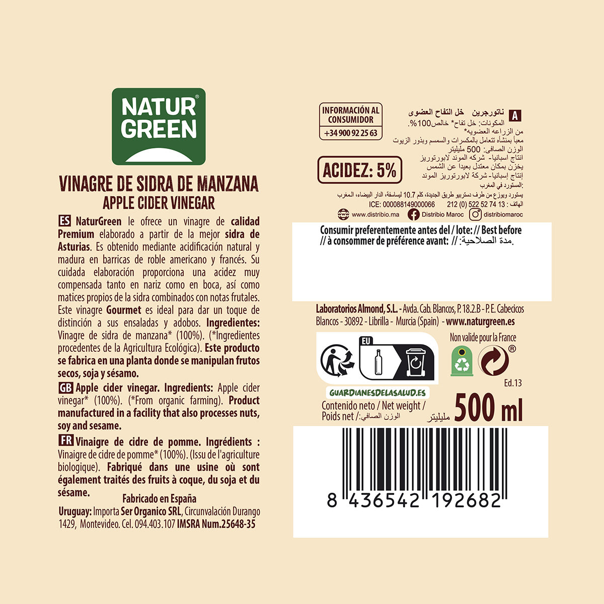 Vinagre de Manzana Bio NaturGreen 500 ml