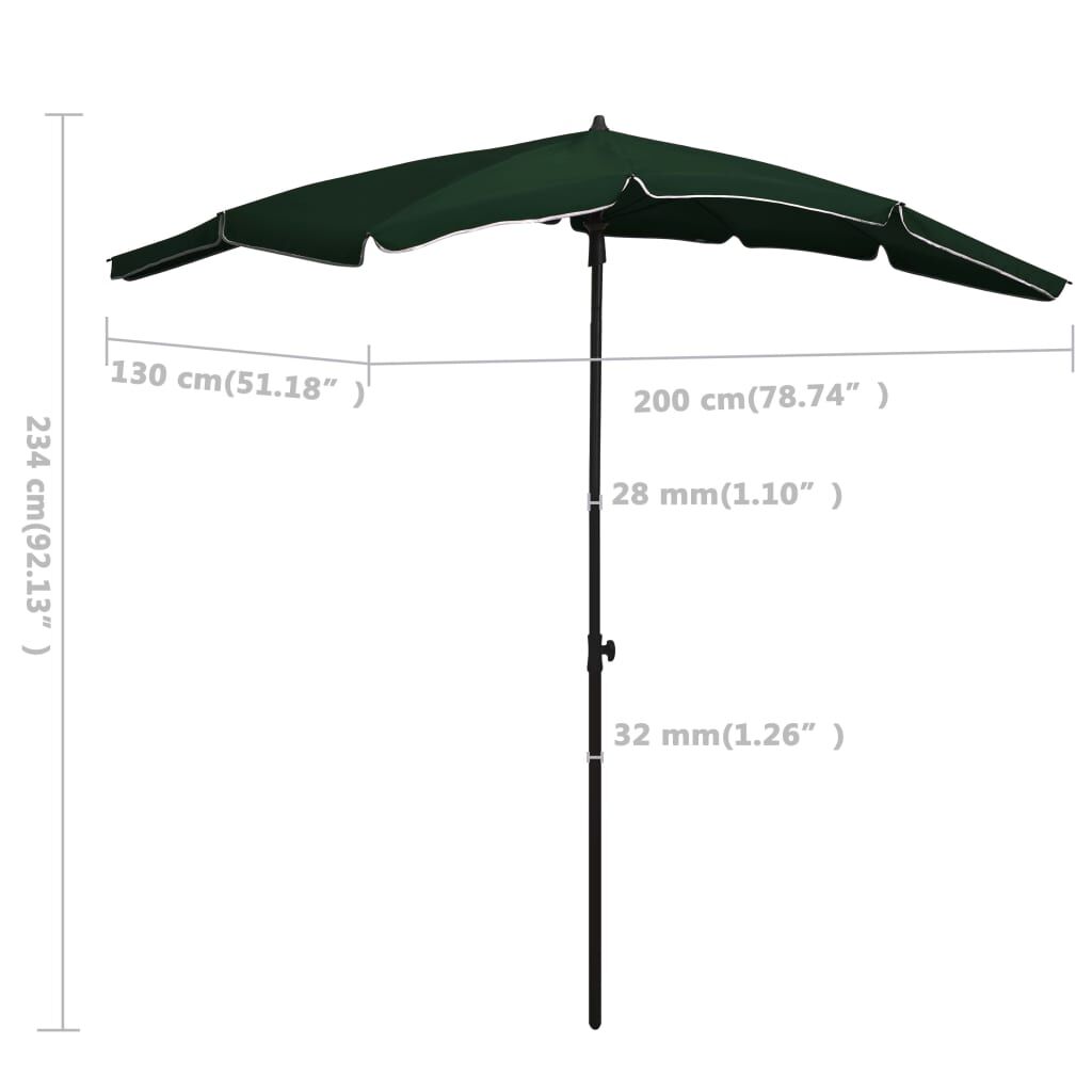 Vidaxl Sombrilla De Jardín Con Palo Verde 200x130 Cm_2