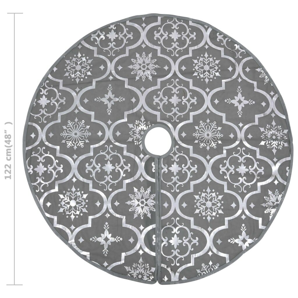 Vidaxl Falda Del Árbol De Navidad De Lujo Con Calcetín Tela Gris 122cm_2