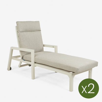 Pack 2 Tumbonas Reclinable, Con Cojín, Aluminio, Color Blanco, 220x68x99 Cm_2