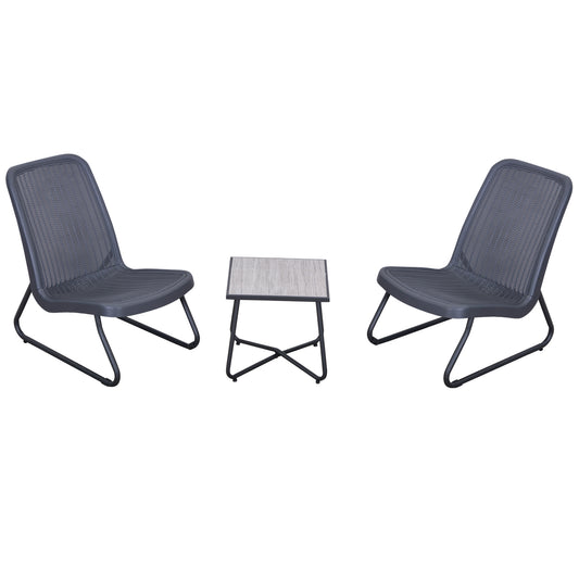 Outsunny Conjunto De Muebles De Jardín 2 Sillas Mesa Terraza Piscina_0