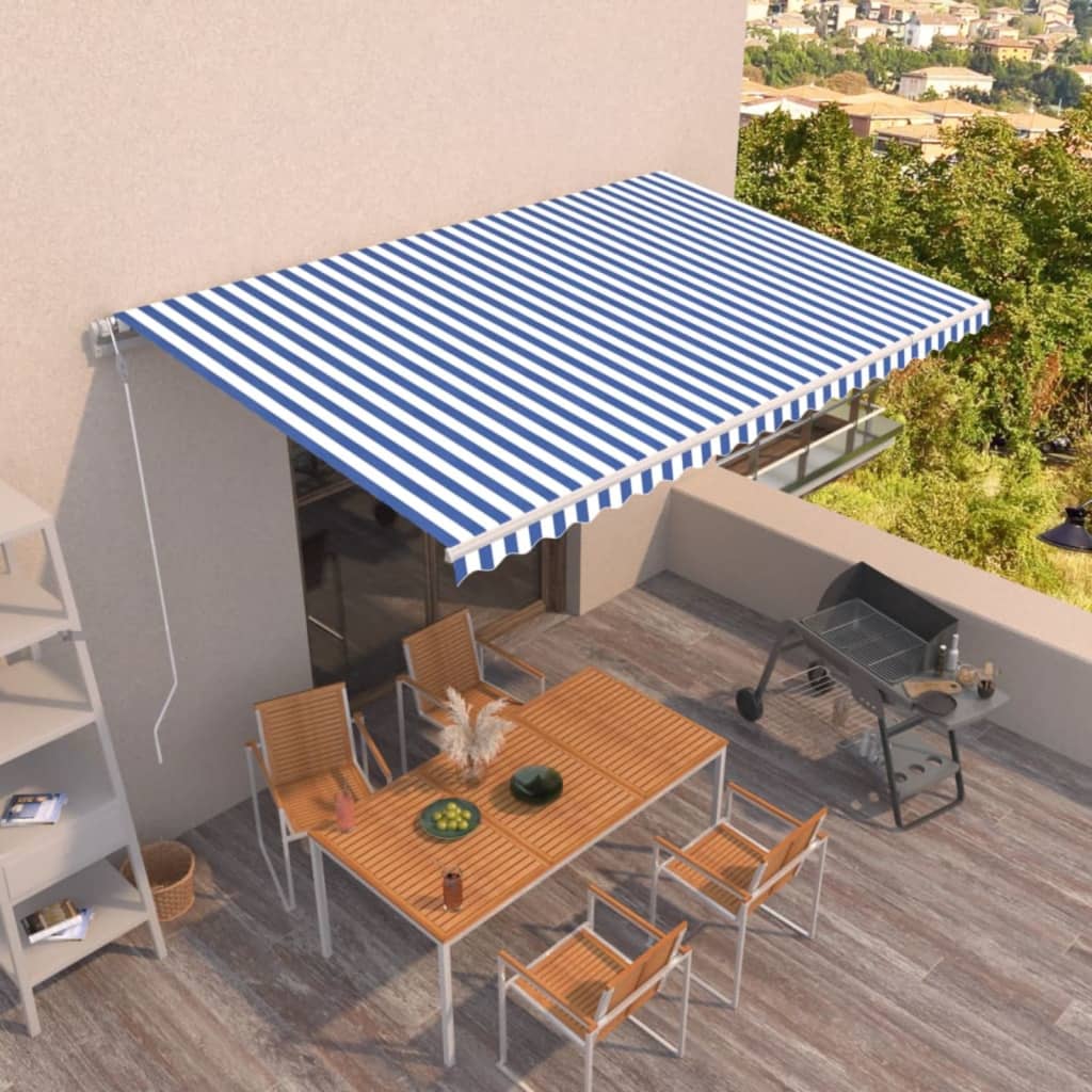 Toldo Retráctil Automático Azul Y Blanco 500x350 Cm_1