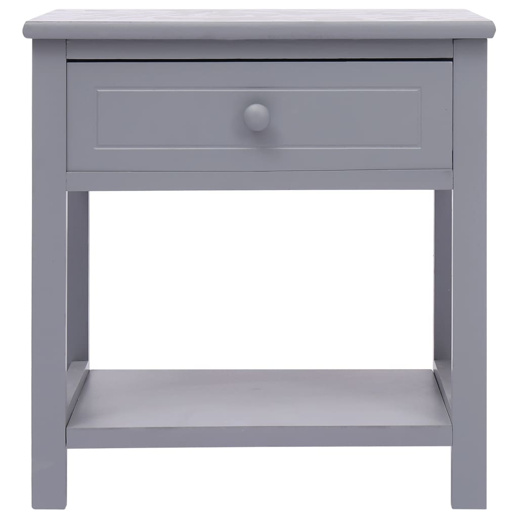 Mesita De Noche Madera De Paulownia Gris 40x29x42 Cm_1