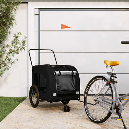 Remolque De Bicicleta Mascotas Hierro Tela Oxford Negro_1