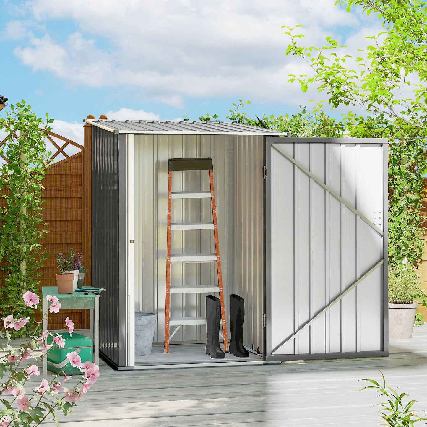 Outsunny Cobertizo De Jardín De Exterior 0,92 M² 100x103x160 Cm Gris_1