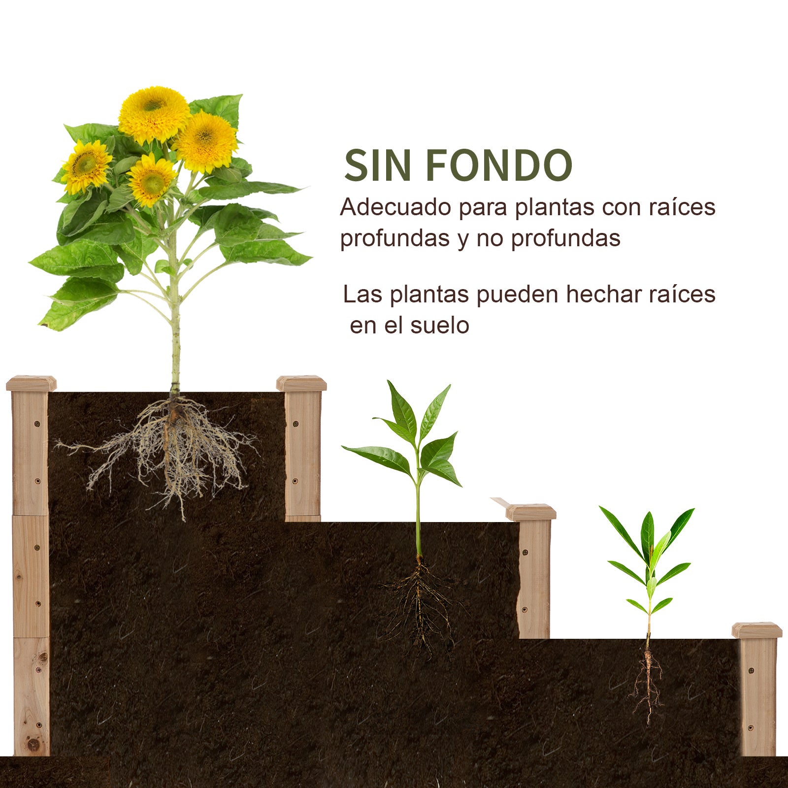 Outsunny Jardinera Exterior Grande De Madera De 3 Niveles 120x120x56 Cm Natural_3