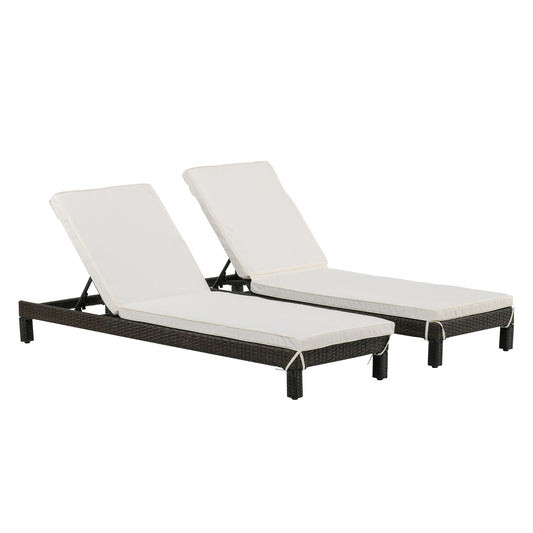 Outsunny Set De 2 Tumbonas De Ratán Chaise Longue Con Cojín Para Exterior Jardín_0