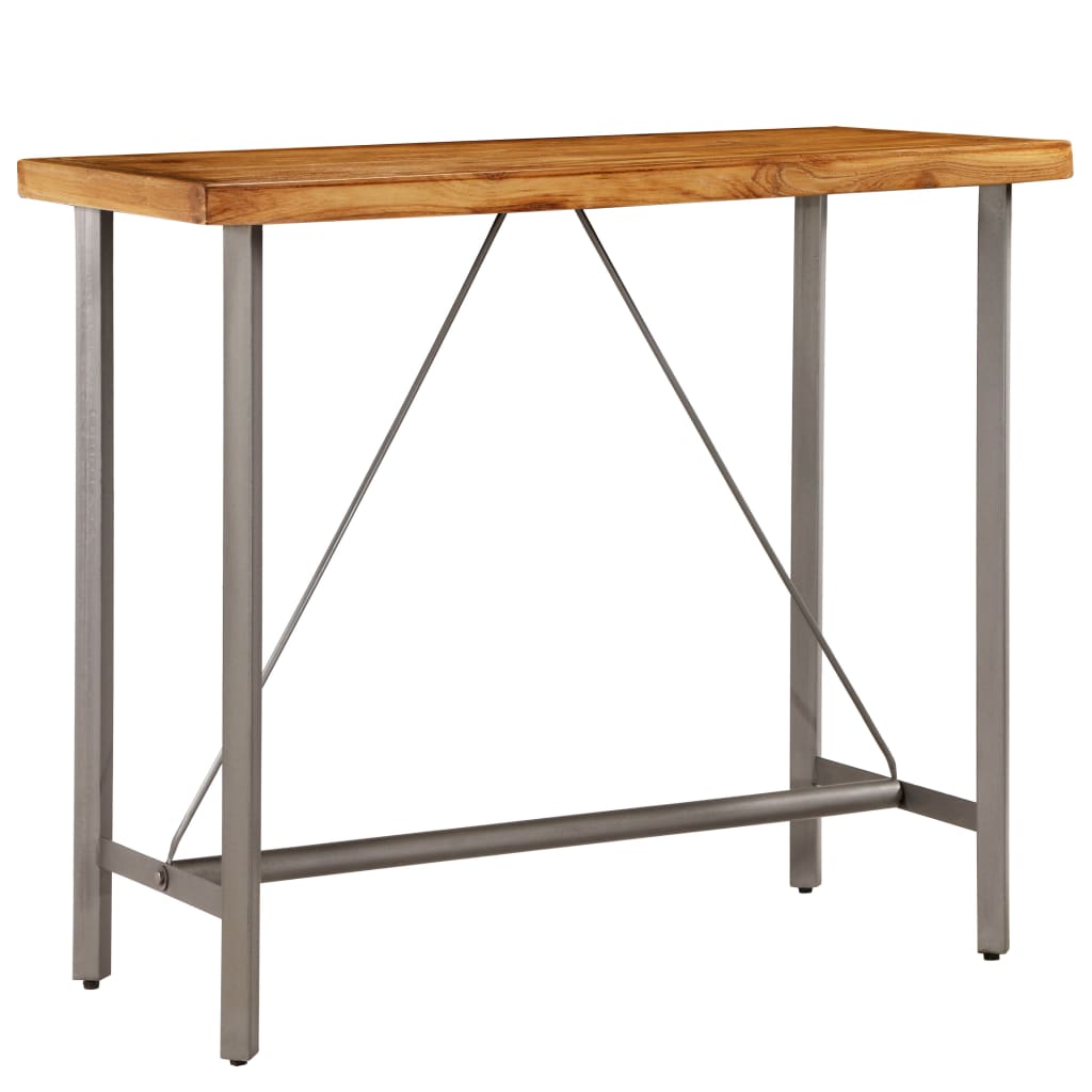 Mesa Alta De Bar Teca Maciza Reciclada 120x58x106 Cm_0